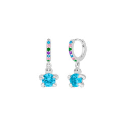Pendiente Hoop Tortuguita Plata de Ley 925 con Circonitas Multicolor D03601/DK