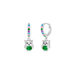 Pendiente Hoop Búho Plata de Ley 925 con Circonitas Multicolor D03601/DM