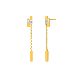 Pendientes Cadena Plata de Ley 925 Baño en Oro 18k con Circonitas Baguette D04101/AP
