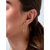 Pendientes Cadena Plata de Ley 925 Baño en Oro 18k con Circonitas Baguette D04101/AP
