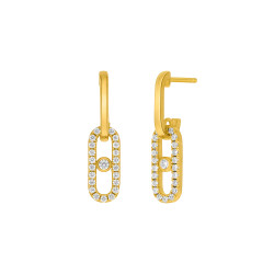 Pendientes Óvalo Plata de Ley 925 Baño en Oro 18k con Circonitas D04101/AX