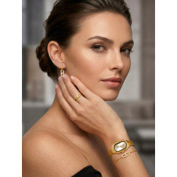 Pendientes Óvalo Plata de Ley 925 Baño en Oro 18k con Circonitas D04101/AX