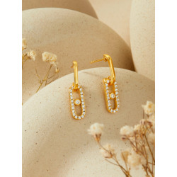 Pendientes Óvalo Plata de Ley 925 Baño en Oro 18k con Circonitas D04101/AX