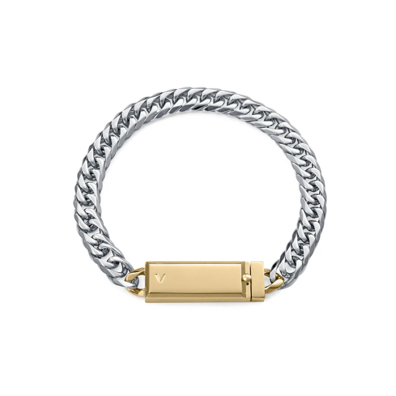 Pulsera de Cadena de Acero con Placa IP Dorado - Colección Abraham Mateo