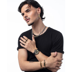 Pulsera de Cadena de Acero con Placa IP Dorado - Colección Abraham Mateo