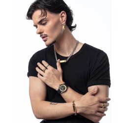 Pulsera de Cadena de Acero con Placa IP Dorado - Colección Abraham Mateo