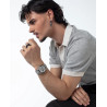 Pendiente Único Abraham Mateo de Acero IP Negro con Cadena y Placa de Estilo Urbano