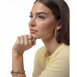 Pendientes de acero aro abierto de tubogas con cordón enroscado, colección Laura Escanes