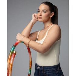 Pulsera Flexible Abierta Laura Escanes de Acero Tubogas con Cordón Enroscado Multicolor