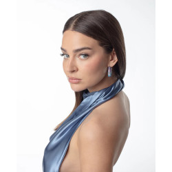 Pendientes de Aro Abierto Laura Escanes de Acero Tubogas con Cordón Enroscado Azul y Morado