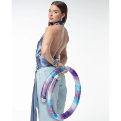 Pendientes de Aro Abierto Laura Escanes de Acero Tubogas con Cordón Enroscado Azul y Morado