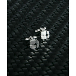Gemelos de Hombre de Acero con Placa y Circonita Negra de Diseño Elegante y Compacto