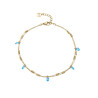 Tobillera de Mujer de Acero IP Dorado con Cristal Azul de Diseño Fino y Luminoso