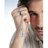 Collar de Hombre de Acero IP Gris con Cadena Ajustable y Cruz Colgante de Líneas Sobrias