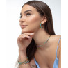 Pendientes de Aro Abierto Laura Escanes de Acero Tubogas con Cordón Enroscado Azul, Verde y Marrón