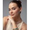 Pendientes de Aro Abierto Laura Escanes de Acero Tubogas con Cordón Enroscado Azul, Verde y Marrón