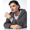 Pulsera Abraham Mateo de Cadena de Acero con Placa IP Dorado y Líneas Limpias