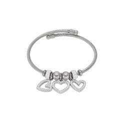 Pulsera Marea Acero Pulsera de Cable con Corazones de Acero y Circonitas en MicroengasteC02103/bs