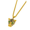Collar de Hombre con Cabeza de Tigre en Dorado, Circonitas y Esmalte Negro
