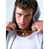 Collar de Hombre con Cabeza de Tigre en Dorado, Circonitas y Esmalte Negro