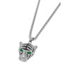 Collar de Hombre con Cabeza de Tigre en Acero, Circonitas y Esmalte Negro