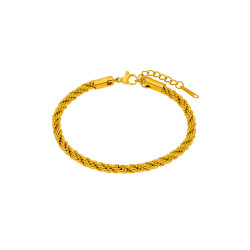 Pulsera de Cordón en Acero Dorado con Cierre Mosquetón