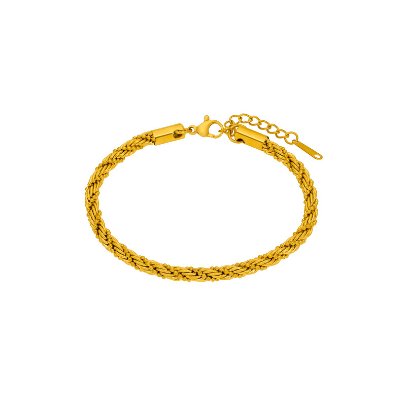 Pulsera de Cordón en Acero Dorado con Cierre Mosquetón