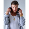 Collar de Hombre con Cabeza de León en Dorado y Circonitas