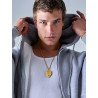 Collar de Hombre con Cabeza de León en Dorado y Circonitas