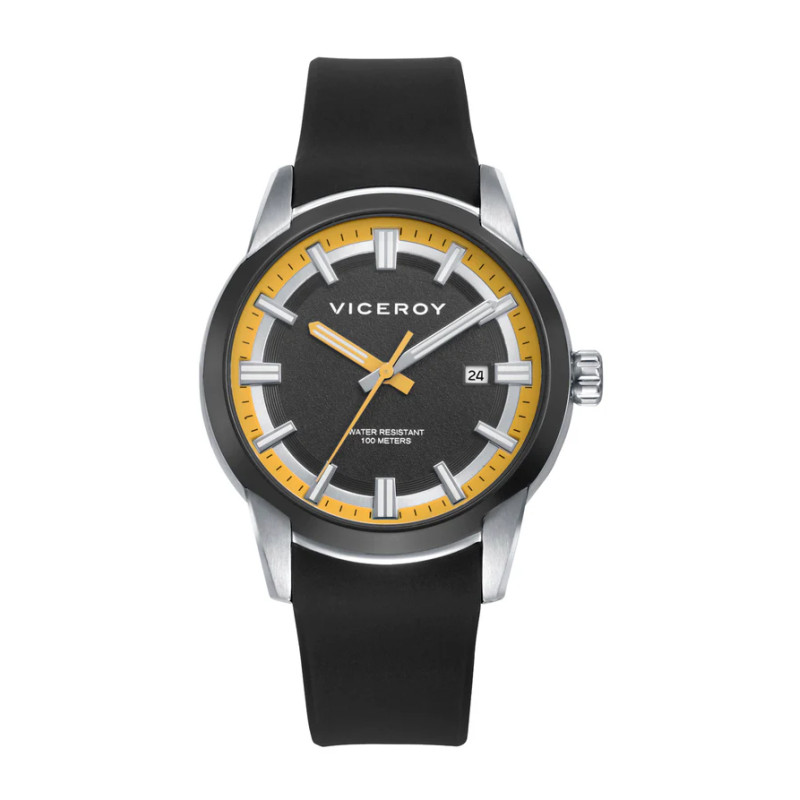 Reloj de Hombre Abraham Mateo Bitono en Acero, IP Negro y Silicona