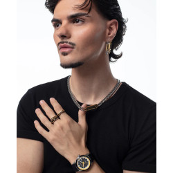 Reloj de Hombre Abraham Mateo Bitono en Acero, IP Negro y Silicona