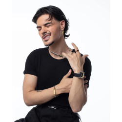 Reloj de Hombre Abraham Mateo Bitono en Acero, IP Negro y Silicona
