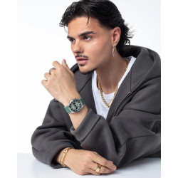 Reloj Cronógrafo de Hombre Abraham Mateo Bitono en Acero, IP Verde y Silicona