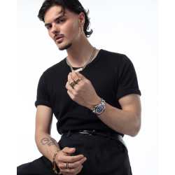 Reloj Cronógrafo de Hombre Abraham Mateo Bitono en Acero e IP Azul