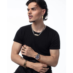 Reloj Cronógrafo de Hombre Abraham Mateo Bitono en Acero e IP Azul