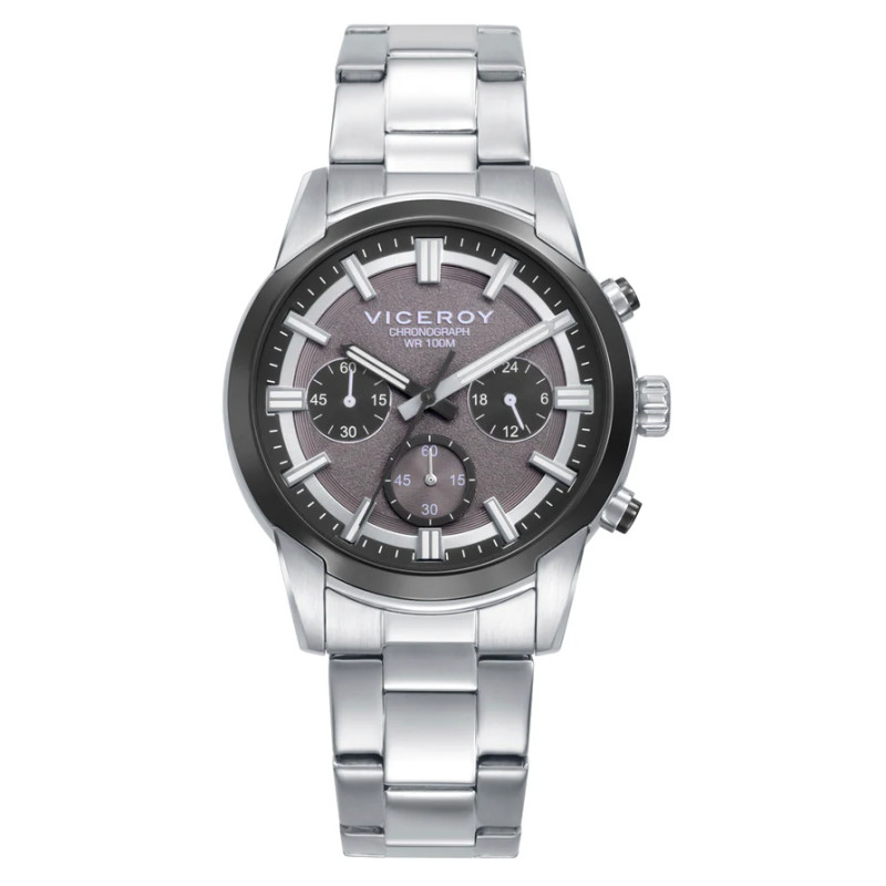 Reloj Cronógrafo de Hombre Abraham Mateo Bitono en Acero e IP Gris