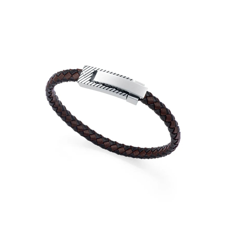 Pulsera de Hombre Viceroy de Acero y Piel Trenzada Bicolor