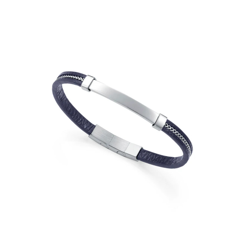 Pulsera de Hombre Viceroy de Acero y Piel Azul con Placa