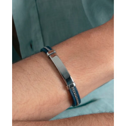 Pulsera de Hombre Viceroy de Acero y Piel Azul con Placa