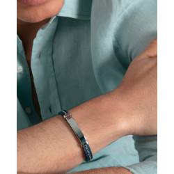 Pulsera de Hombre Viceroy de Acero y Piel Azul con Placa