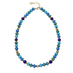Collar de Mujer Viceroy de Acero IP Dorado con Piedras Azules y Verdes