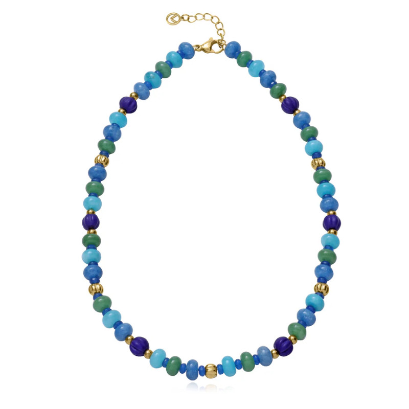 Collar de Mujer Viceroy de Acero IP Dorado con Piedras Azules y Verdes