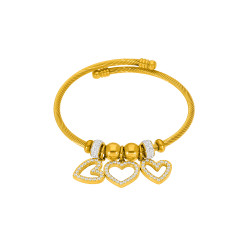 Pulsera de Mujer de Cable Dorado con Corazones