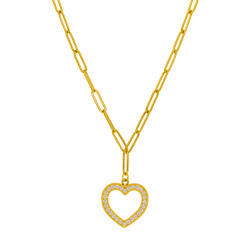 Collar de Mujer de Eslabones Dorado con Corazón