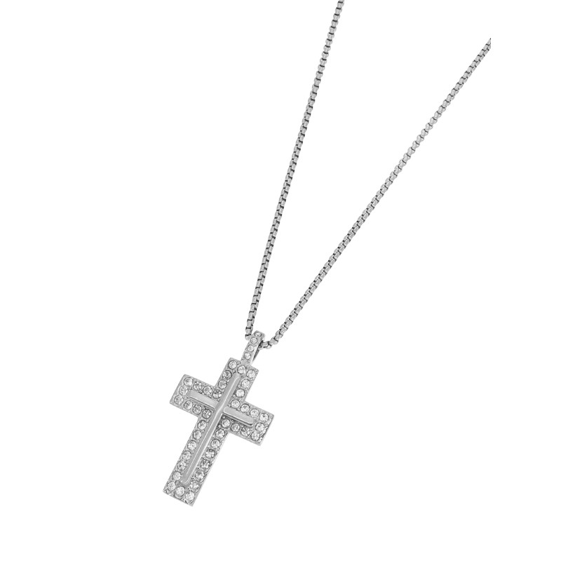 Collar de Hombre Marea con Cruz de Circonitas en Acero