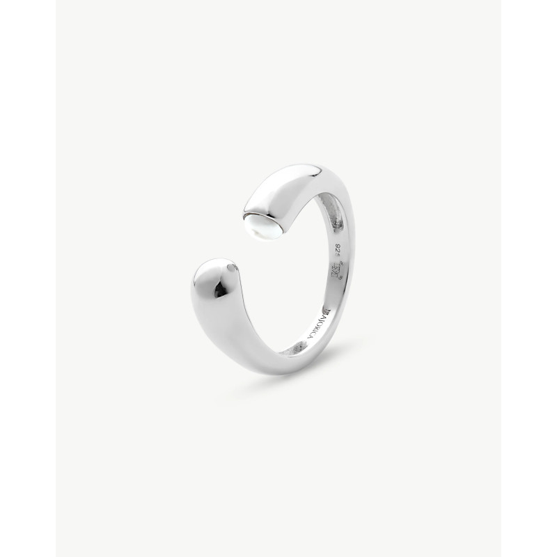 Anillo Abierto Majorica Drop de Plata con Media Perla