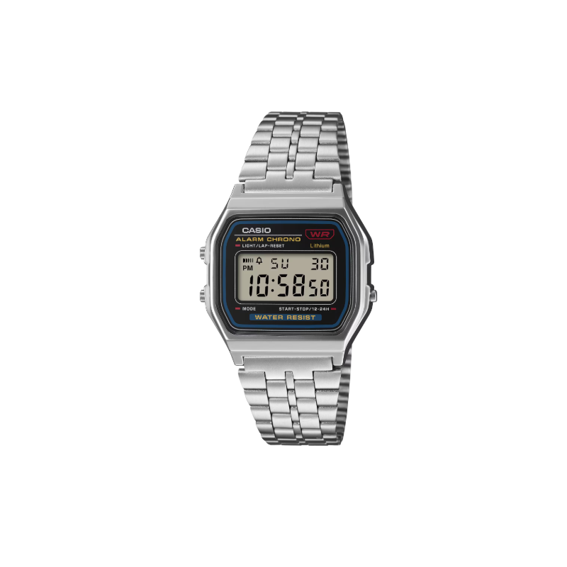 Reloj Digital Casio A159WE-1 de Acero con Caja Cuadrada