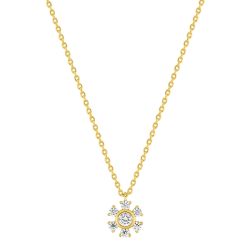 Collar Mujer Plata 925 Baño Oro Murat-Paris Y02017.1 Motivo Flor Circonitas