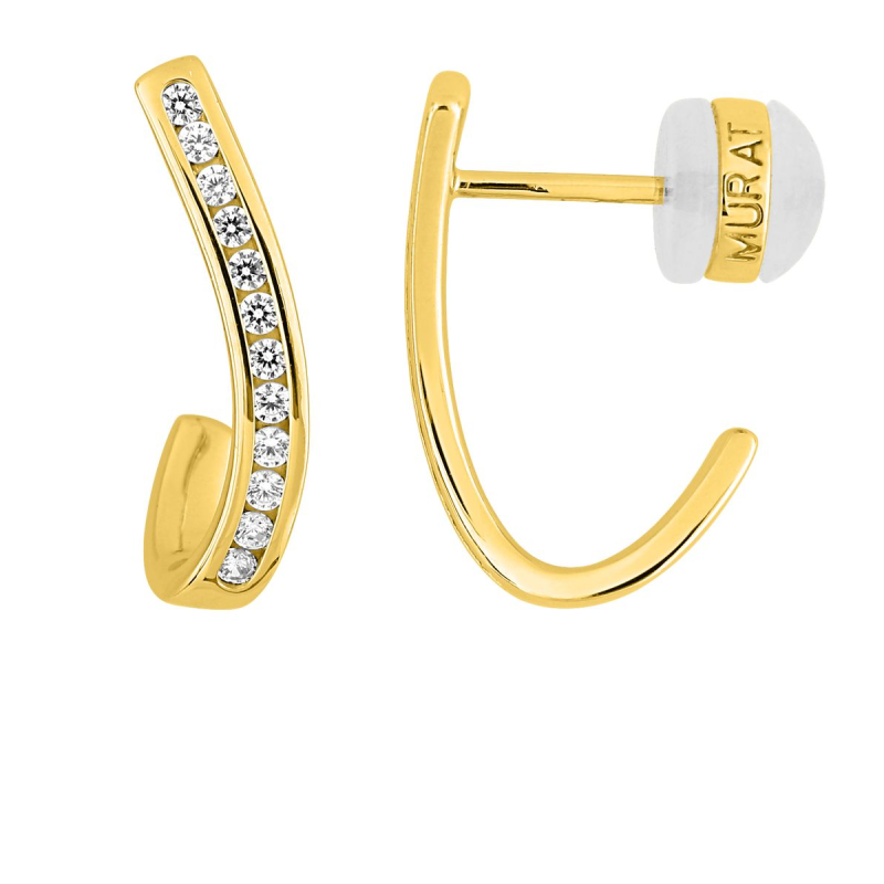 Pendientes Mujer Plata Baño Oro Murat-Paris Y05328.1 con Circonitas Brillantes