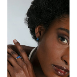 Anillo Mujer Plata de Ley con Cianita Natural y Baño de Rodio Azul Talla 16